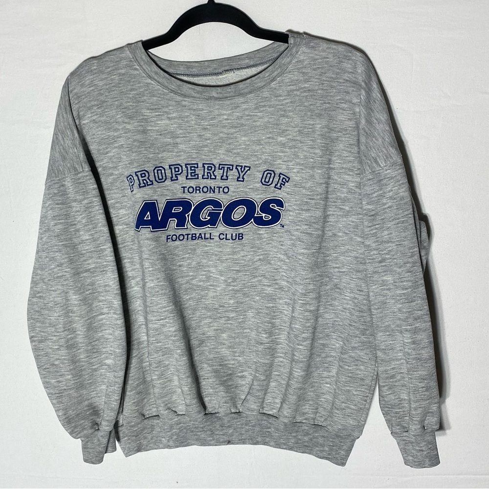 Vintage Oversized Grey & Navy Toronto Argos Football Club Crew Neck Sweatshirt L